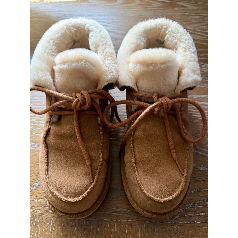 Ugg Diara Ankle Boots Cuff Top Womens Shearling Sheepskin Suede Chestnut